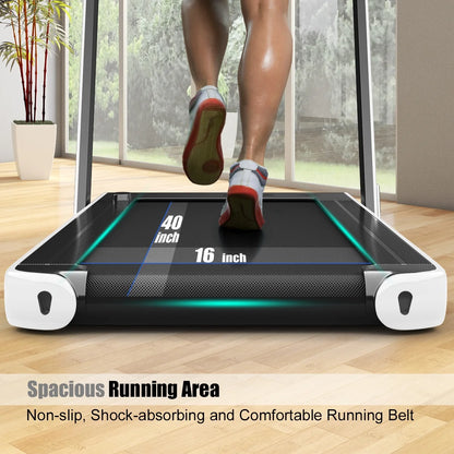 Gymax 2 in 1 Folding Treadmill 2.25HP Running Machine w/ Dual Display APP Control Black