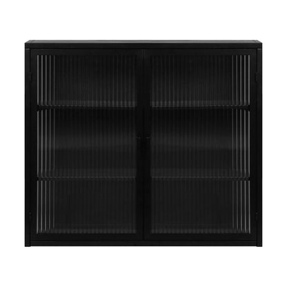 27.56"Modern Wall Cabinet with Glass Doors, Bathroom Cabinet with Featuring Three-tier Storage for Entryway Living Room, Bathroom or Dining Room, Mint Green
