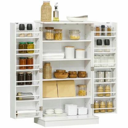 Spaco 17-Tier Kitchen Small Pantry Cabinet with 2 Doors and 6 Adjustable Shelves, Cabinet Pantry, Freestanding 5-Tier Shelving Pantries for Kitchen Storage, Gray