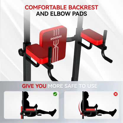 LNOW Multifunction Power Tower Pull up Bar Dip Station Power Rack with Adjustable Backrest for Home Gym Strength Training Workout Equipment Max Weight 480lbs