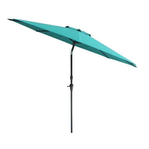 CorLiving 10 Foot Wind Resistant Patio Umbrella, Outdoor Parasol with Crank Tilt, Round Market Umbrella for Patio, Umbrella with Crank, Tilt Umbrella, Outdoor Umbrella, Turquoise
