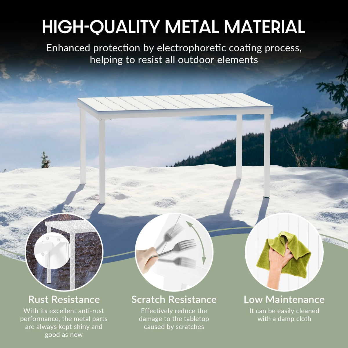 WestinTrends Playa 59" Iron Metal Outdoor Rectangular Patio Dining Table For 6, Olive Green