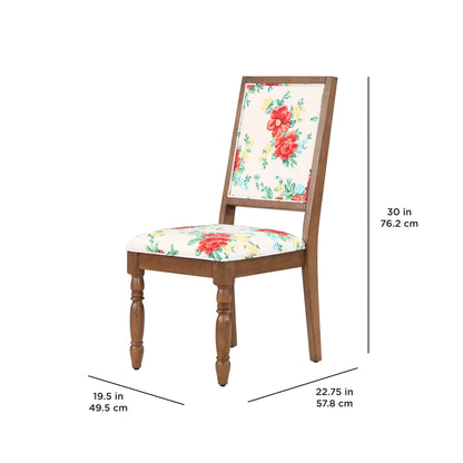 The Pioneer Woman Vintage Floral Dining Chairs Made With Solid Wood Frame, Set of 2