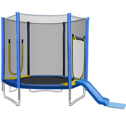 7FT Trampoline for Kids,Outdoor Recreational Trampoline with Safety Enclosure Net,Blue