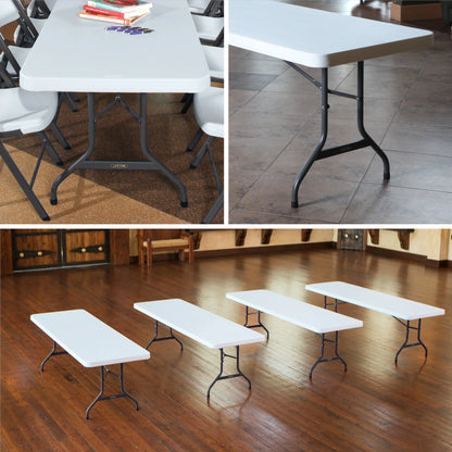 Lifetime Combo Set of (4) 8-Foot Rectangle Folding Tables & (32) Chairs, Indoor/Outdoor Use, White (80147)