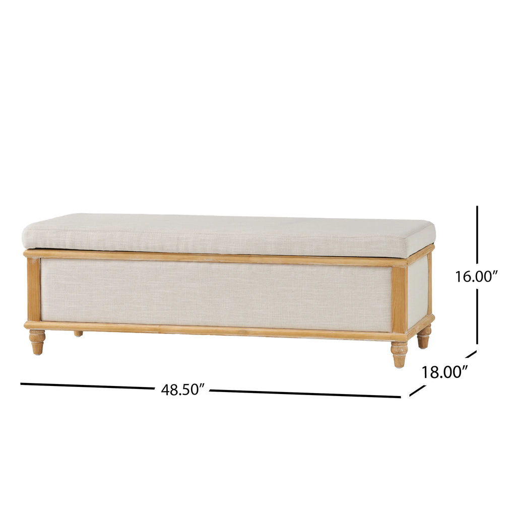 Noble House Hampton Contemporary Fabric Upholstered Storage Ottoman, White and Blue Floral