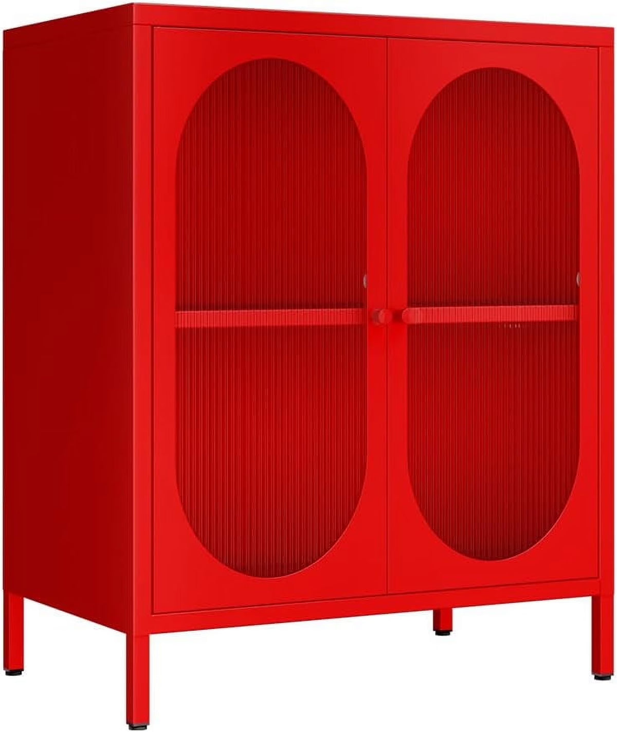 Small 2 Transparent Door Metal Storage Side Buffet Cabinet for Bed Room,Living Room,Entryway,Hallway,Home,Hotel,Office,Garage,Kitchen,1 Removable Shelf.