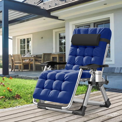 NAIZEA 2 Pack Zero Gravity Chair, Foldable Portable Lawn Recliner with Cushion, Headrest, Cup Holder, Black