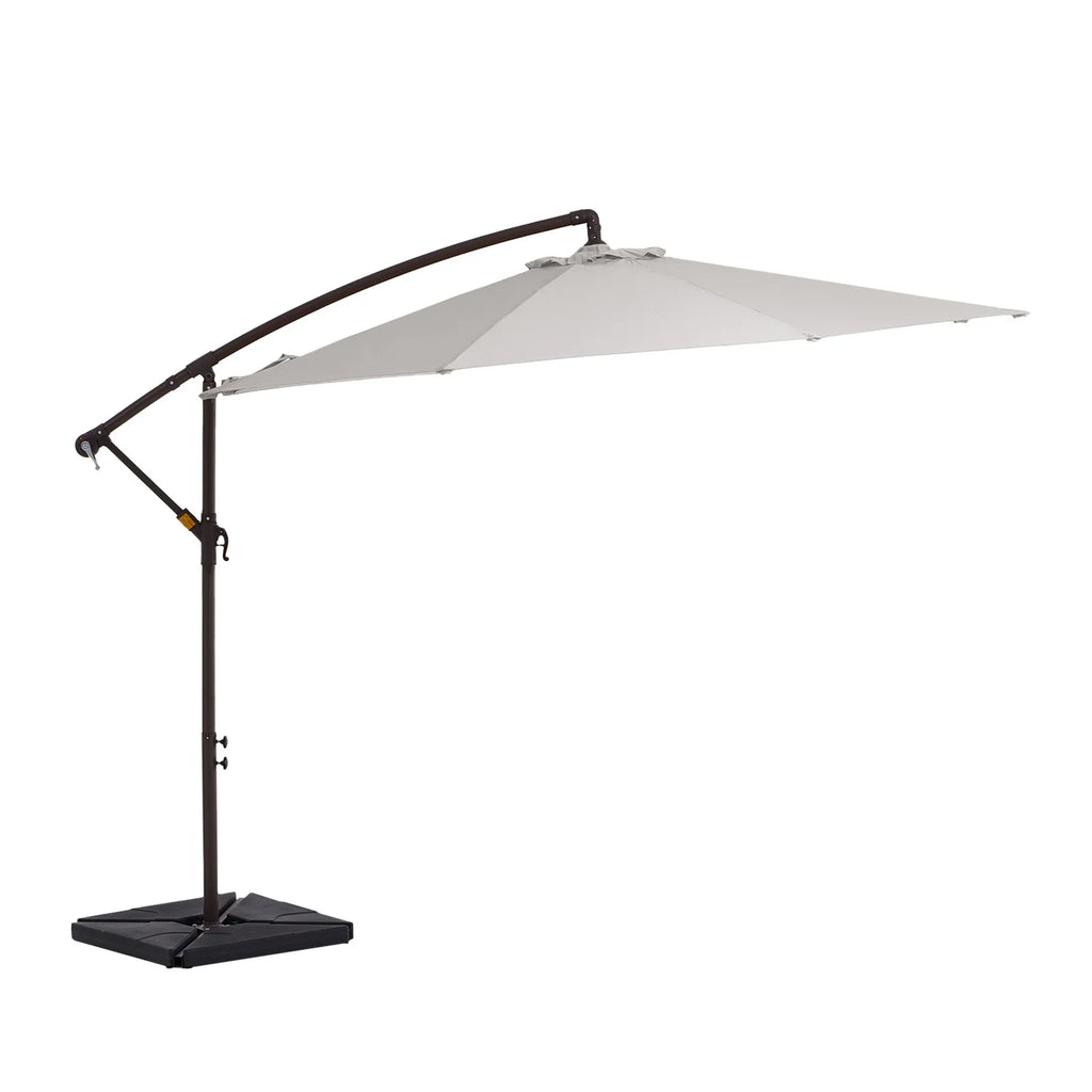 JUSTLET 10ft Heavy Duty Patio Hanging Offset Cantilever Patio Umbrella W/ 4-Piece Base Included Included, Beige