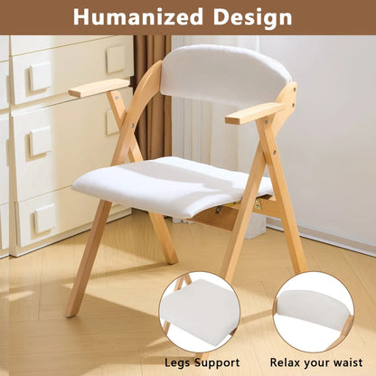 IVV 2-Pack Beechwood Folding Chairs with Cushioned Seat and Backrest, No-Assembly Guest Chairs for Home, Office, or Events (Beige)