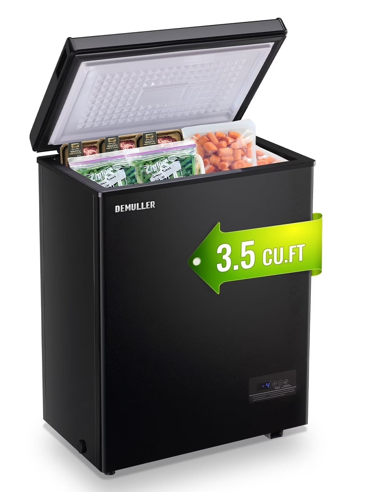 DEMULLER 3.5 Cu. ft Chest Freezer Small Freezers with Top Open Door Freestanding Black