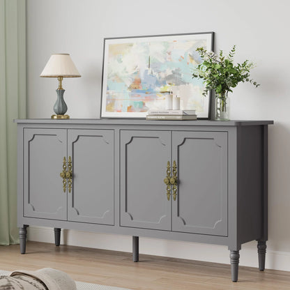 May in Color Console Cabinet, 58'' Wood Sideboard Buffet Cabinet with Storage & 4 Doors, Mid Century Modern Pantry Cabinet for Entryway, Living Room, Bedroom, Dining Room, Green