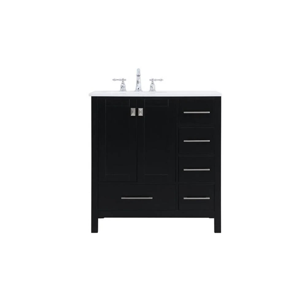 Elegant Decor Irene 32" Solid Wood and Stone Single Bathroom Vanity in White