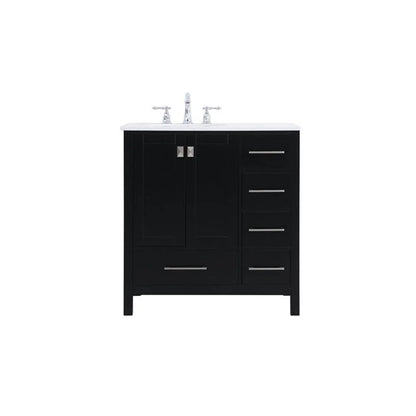 Elegant Decor Irene 32" Solid Wood and Stone Single Bathroom Vanity in White