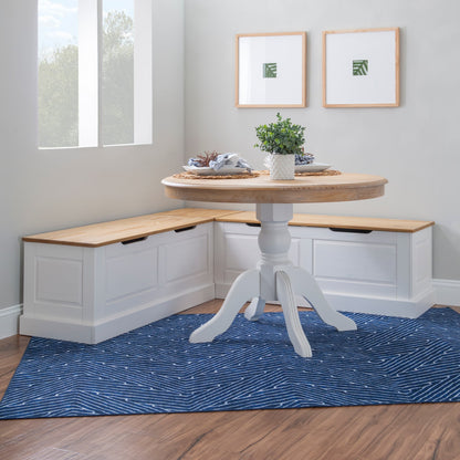 Linon Nook Bench Collection L-Shaped Wood Farmhouse Breakfast Bench with Hidden Storage, White