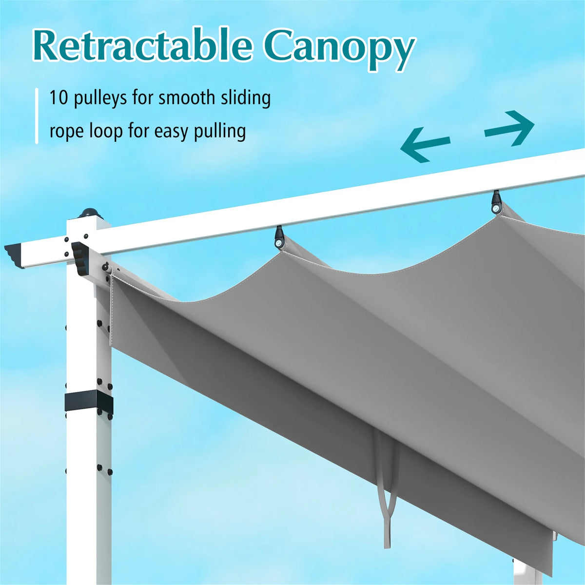 Gymax 12' x 10' Outdoor Pergola w/ Retractable Canopy Aluminum Frame Anchors Patio Grey