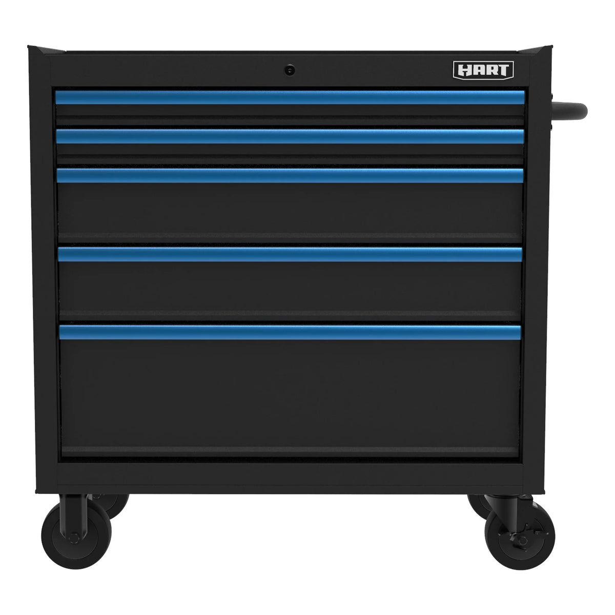 HART 36-Inch 5-Drawer Rolling Tool Cabinet with Wood Top, Locking Steel Garage Storage, Black