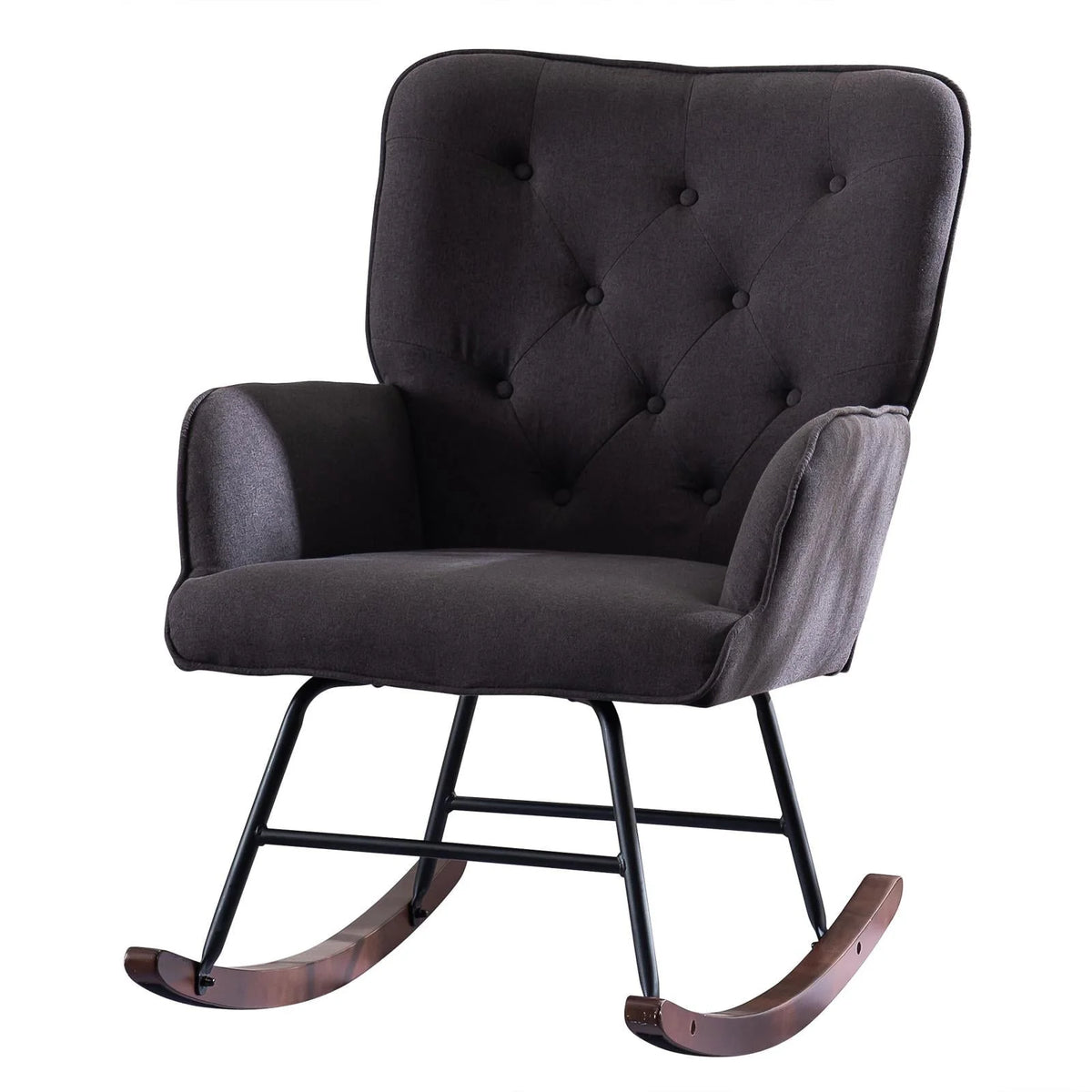 UBesGoo Rocking Accent Chair, Soft Padded Armchair Chair,  Comfy Side Chair with Sturdy Wooden Metal Legs for Living Room Bedroom Gray