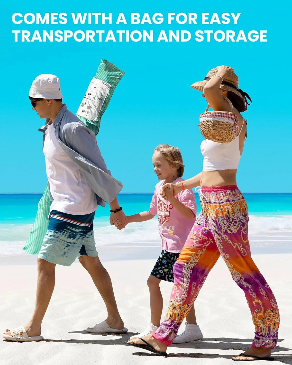 OutdoorMaster Beach Cabana with Fringe, Portable 6' x 6' Beach Canopy, Easy Set Up Beach Shelter, Included Side Wall, UPF 50+ UV Protection Sun Umbrella - for Kids, Family & Friends