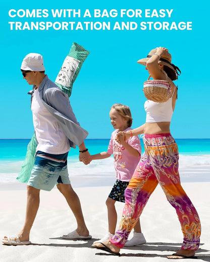 OutdoorMaster Beach Cabana with Fringe, Portable 6' x 6' Beach Canopy, Easy Set Up Beach Shelter, Included Side Wall, UPF 50+ UV Protection Sun Umbrella - for Kids, Family & Friends