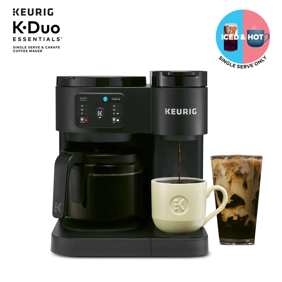 Keurig K-Duo Essentials, Hot & Iced Single-Serve K-Cup Pod Coffee Maker & Carafe,  Moonlight Grey