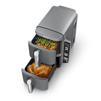 Ninja DoubleStack XL 2-Basket Air Fryer, DoubleStack Technology Cooks 4 Foods at Once, Space Saving Design, 10 QT, 4-in-1, Smart Finish & Match Cook, SL400