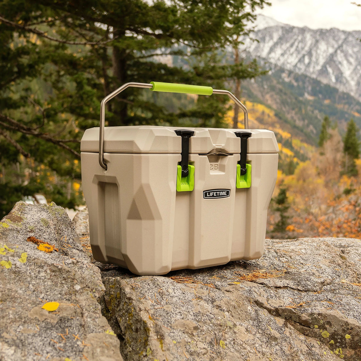 Lifetime 28 qt Bear-Resistant Camping Cooler, Premium High Performance, Ice Retention, Hard Cooler, 20 Can Capacity, Boulder Gray (91289)
