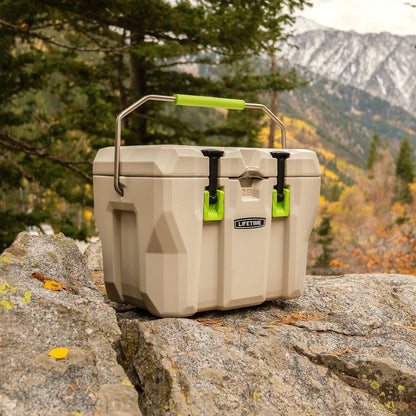 Lifetime 28 qt Bear-Resistant Camping Cooler, Premium High Performance, Ice Retention, Hard Cooler, 20 Can Capacity, Boulder Gray (91289)