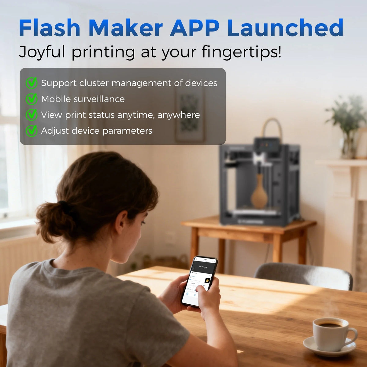 Flashforge 3D Printer Adventurer 5M, 3D Printers for Beginners Home DIY, High Speed Print Size 8.7 x 8.7 x 8.7in, Black