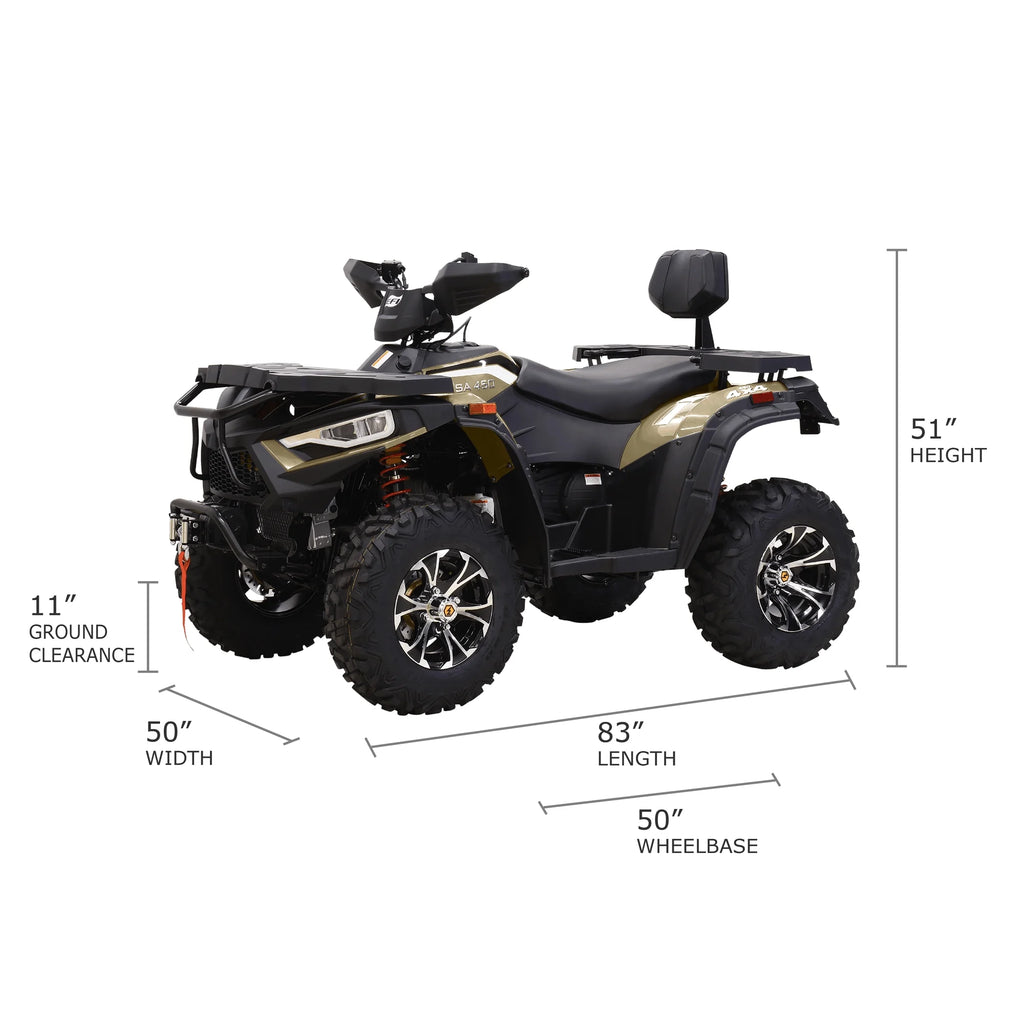 Massimo MSA450F Adult ATV Quad 352cc 25 HP 4 Stroke 4-Wheeler - Sand