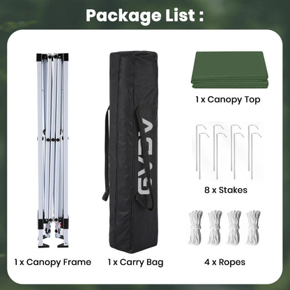 GVDV Canopy Tent, 10x10 ft Easy Pop up Outdoor Canopy Tent, Portable Straight Leg Gazebo Instant Canopy, Blue