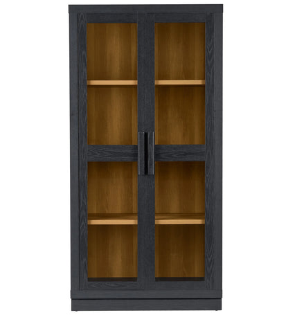 Better Homes & Gardens Ezra Glass Door Storage Accent Cabinet, Warm Walnut finish