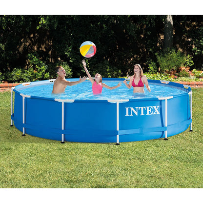 INTEX Round Metal Frame 8ft x 20in Above Ground Swimming Pool Set, Blue