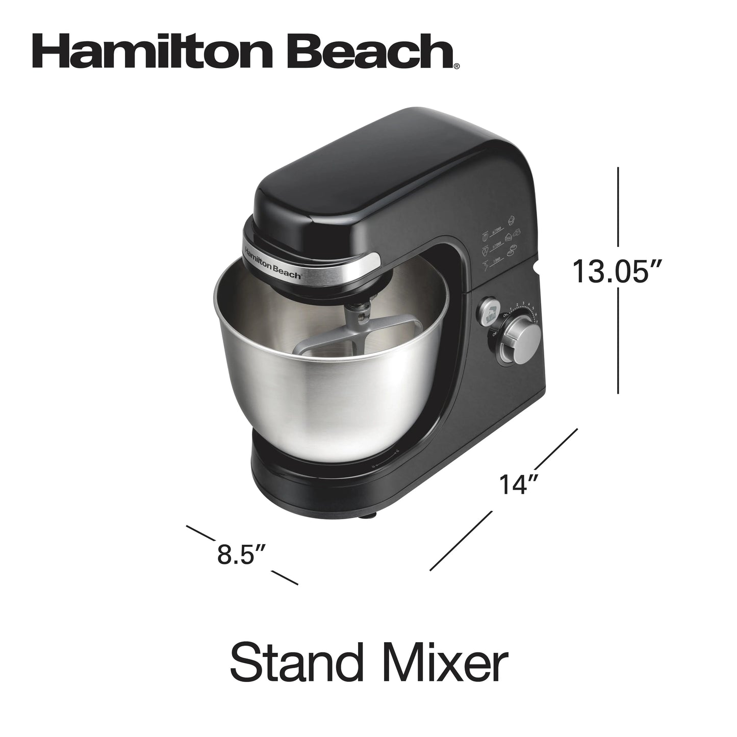 Hamilton Beach 4 Quart Stand Mixer for Kitchen, 7 Speeds, Tilt-Head, Dough Hook, Whisk & Flat Beater, White