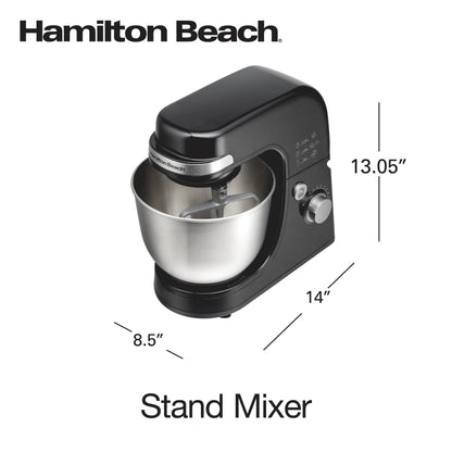 Hamilton Beach 4 Quart Stand Mixer for Kitchen, 7 Speeds, Tilt-Head, Dough Hook, Whisk & Flat Beater, White