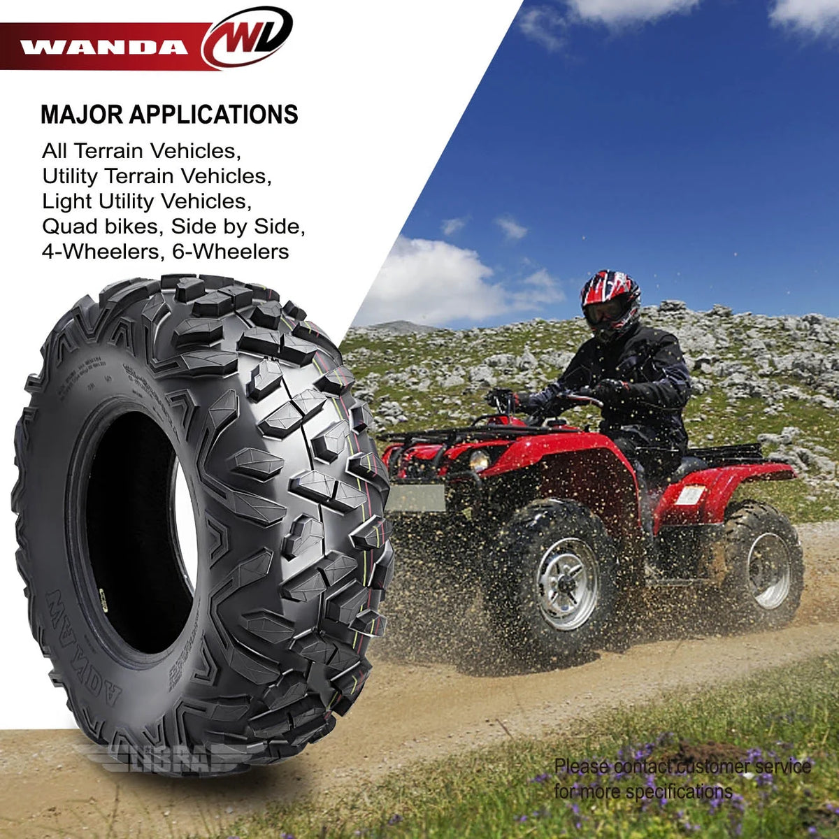 WANDA UTV ATV Tires 23x8-11 Front & 24x9-11 Rear /4PR Ultra Deep Self-cleaning Tread, Set 4