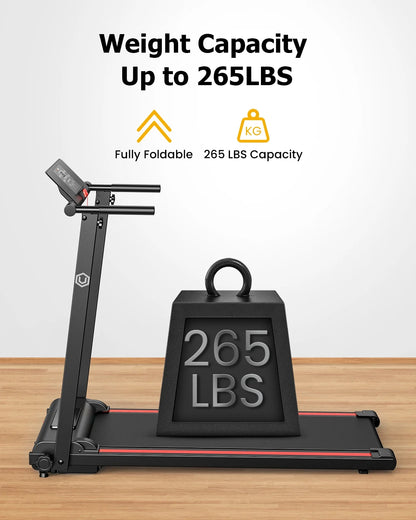 UREVO Folding Treadmill, 2.25HP Portable Mini Treadmills for Home Office, Compact Threadmill with 12 HIIT Modes, LCD Display, 265 lbs Capacity