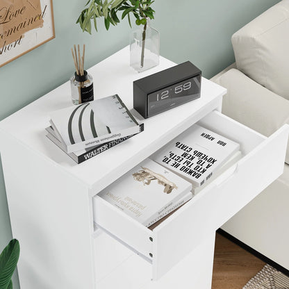 Homfa 5 Drawers Dresser, 23.6"W White Dresser, Modern Chest with Drawer for Bedroom