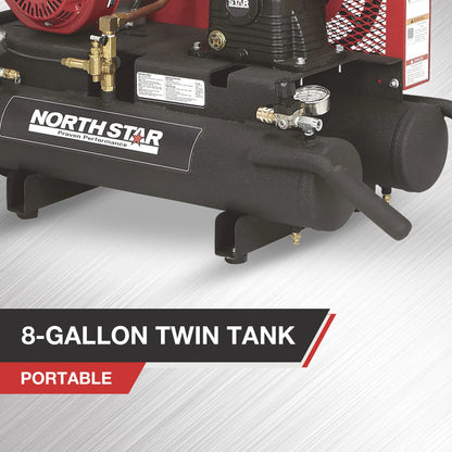 NorthStar Wheelbarrow Air Compressor, Gas-Powered Honda GX160 OHV Engine, 8-Gallon Twin Tank, 13.7 CFM @ 90 PSI