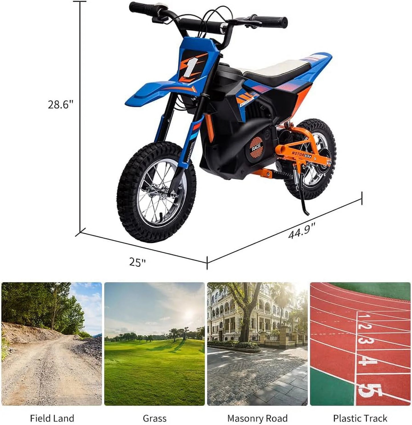 Nasitip Electric 350W Dirt Bike for Kids 8-16 year - Black