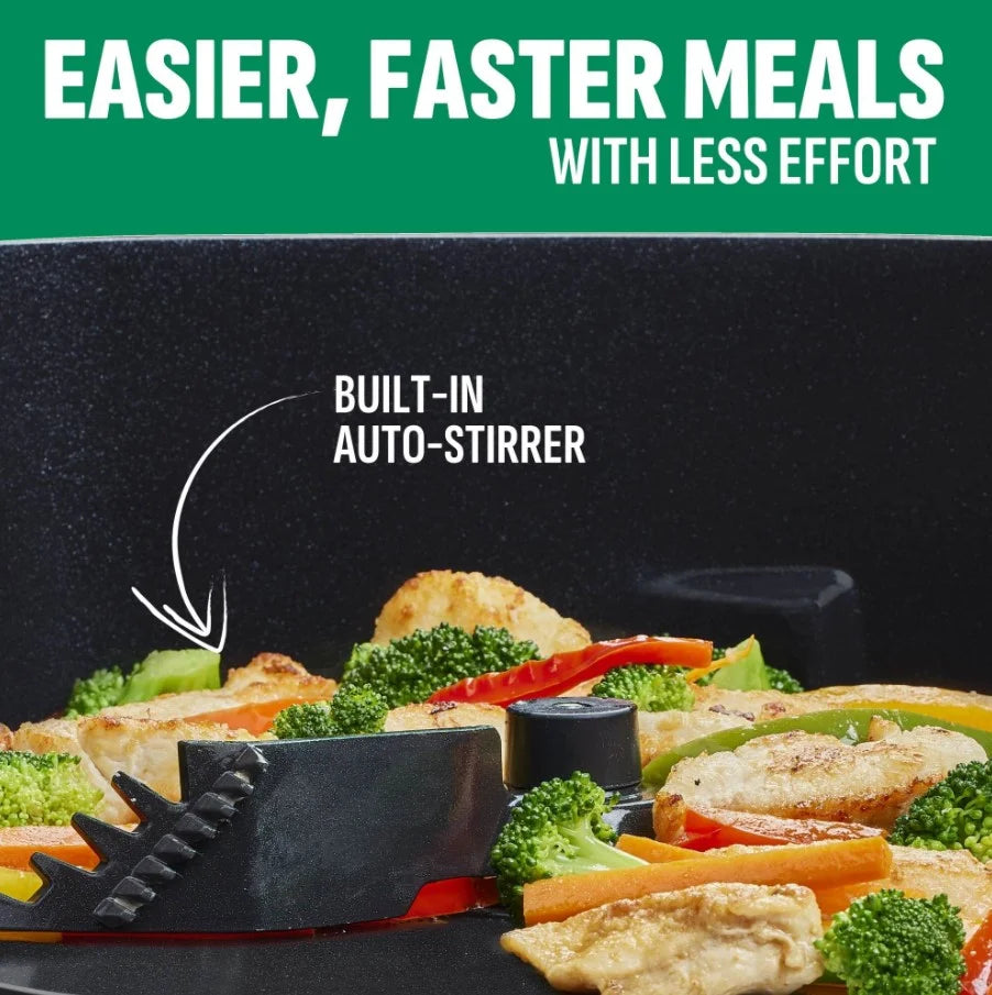 Power XL StirMax 7.5 Qt Multi-Cooker with Auto Stir/Shred Paddle and 9 Presets, Matte Black