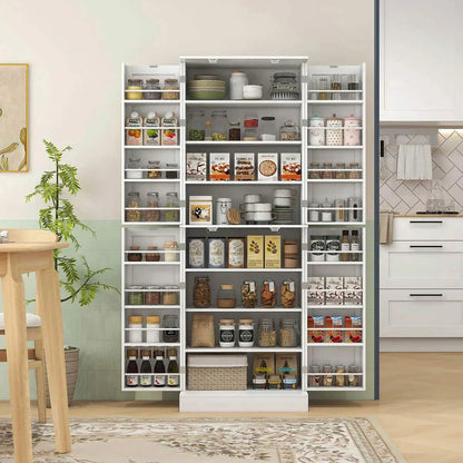 Spaco 17-Tier Kitchen Small Pantry Cabinet with 2 Doors and 6 Adjustable Shelves, Cabinet Pantry, Freestanding 5-Tier Shelving Pantries for Kitchen Storage, Gray