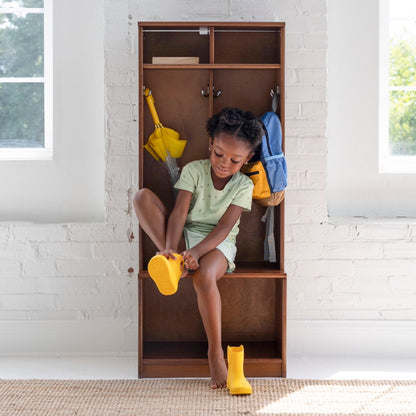 Little Partners Locker Cabinet Cubby Organizer, Learn 'N Store Wooden Classroom Cubbies Compartment Lockers for Storage of Toddlers and Kids Coats, Equipment, Backpacks - Espresso