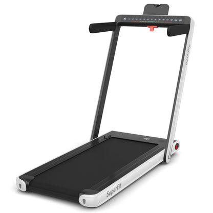 Gymax 2 in 1 Folding Treadmill 2.25HP Running Machine w/ Dual Display APP Control Black