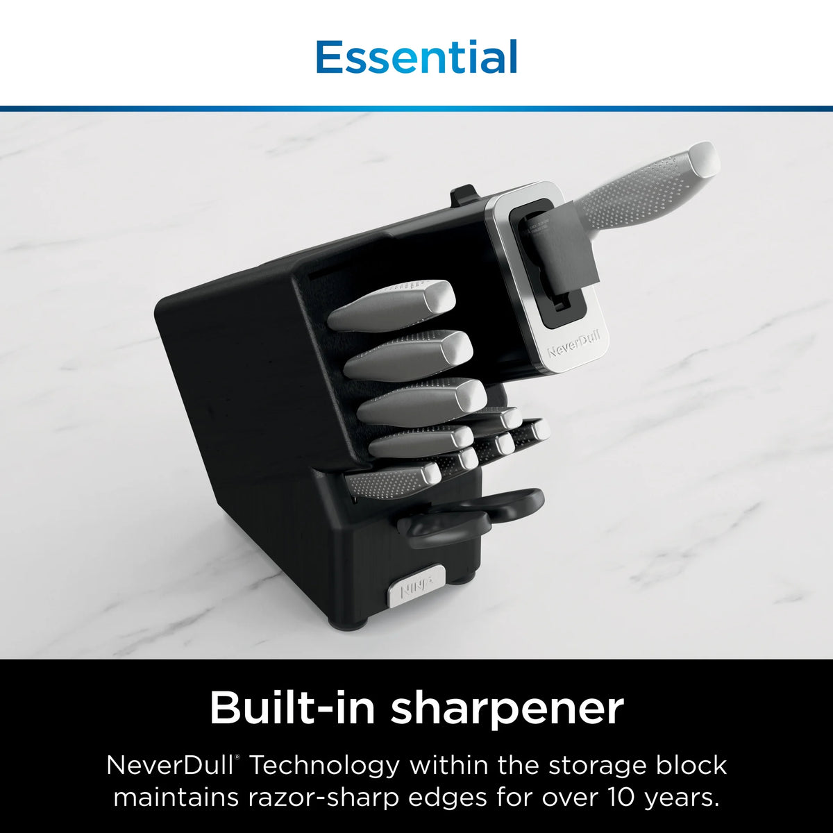 Ninja NeverDull Essential 12-Piece Stainless Steel Knife Set with Built-in Sharpener, K22012