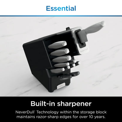 Ninja NeverDull Essential 12-Piece Stainless Steel Knife Set with Built-in Sharpener, K22012