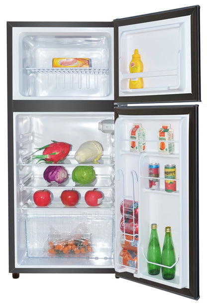 FRIGIDAIRE 4.5 Cu Ft, 2 Door Refrigerator With Freezer Capacity 1.35 Cu Ft, Manual Defrost Black Stainless Steel