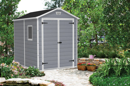 Keter 213413 Manor DD 6 X 8 Foot All Weather Outdoor Storage Shed, Grey