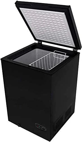 Crzoe 1.8 Cu.Ft Chest Freezer with Removable Basket and Bottom Defrost Water Drain Freestanding Mini Freezer with Adjustable 7 Thermostat for Home/Apartment, Black