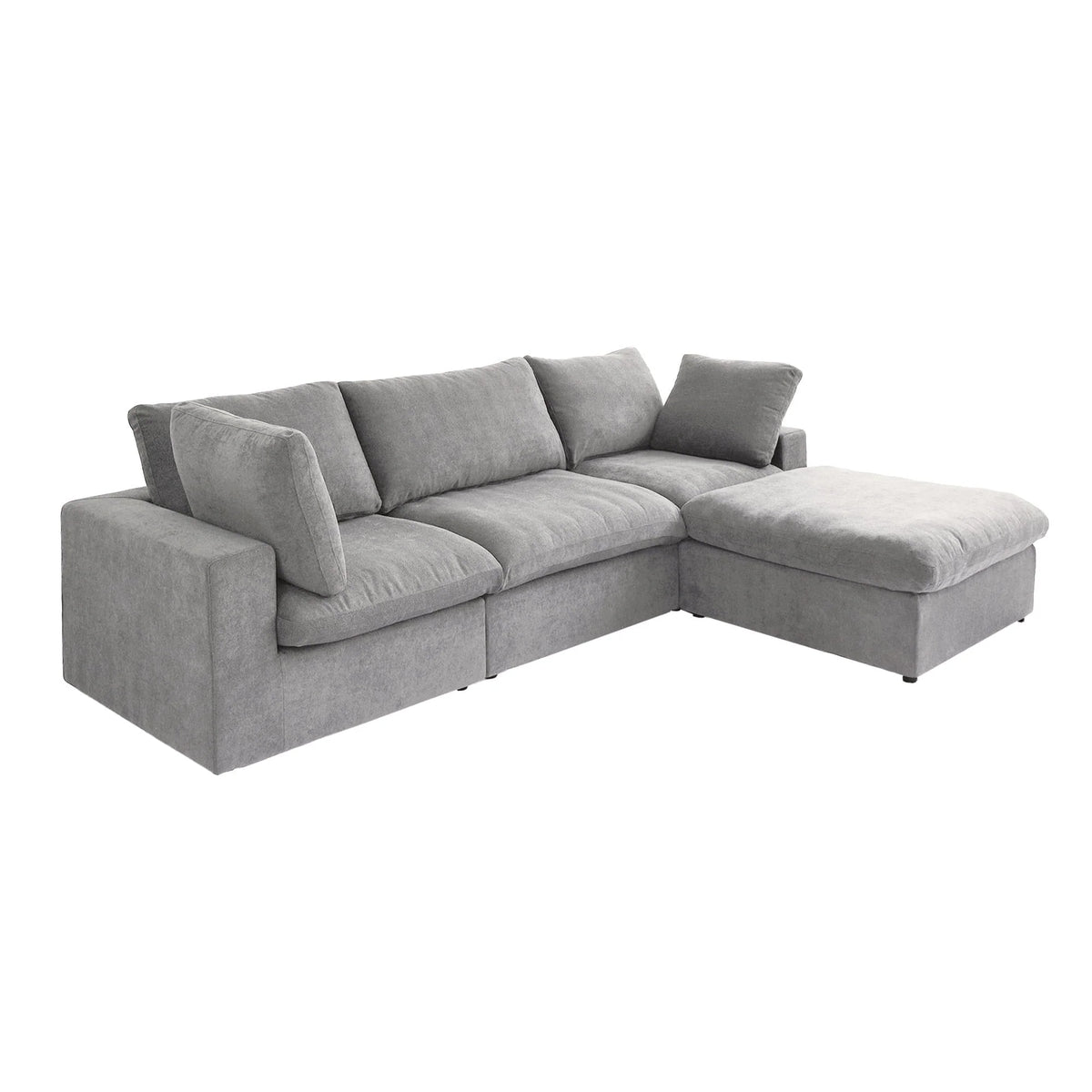 Magic Home Convertible Modular Sectional Sofa Couch,Modern Linen Fabric Sofa Free Combination Couch,L-Shaped Sofa 3-Seat Sofa with Ottoman for Living Room,Apartment and Small Space,Light Gray